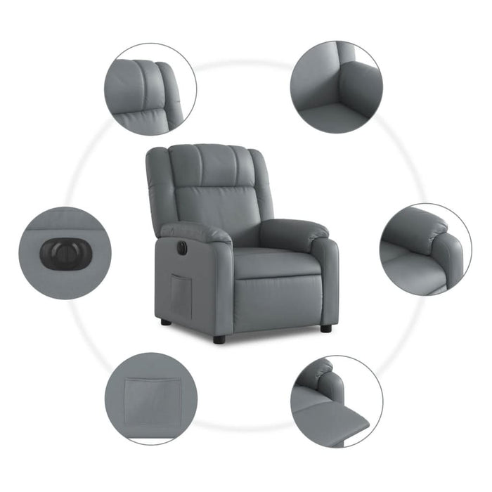 Fotoliu rabatabil electric, gri, piele ecologică - WALTI WALTI