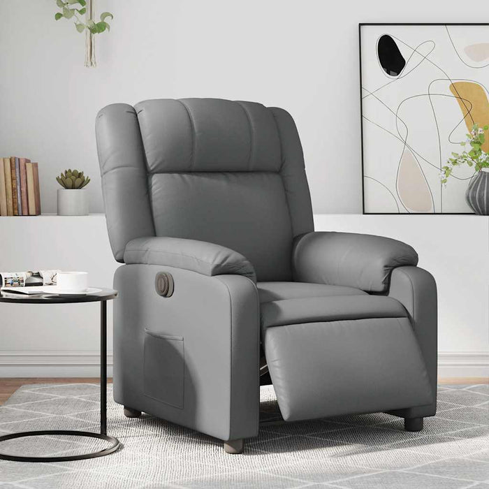 Fotoliu rabatabil electric, gri, piele ecologică - WALTI WALTI