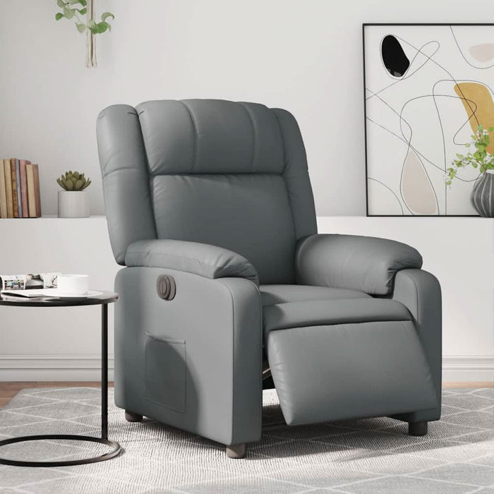 Fotoliu rabatabil electric, gri, piele ecologică - WALTI WALTI