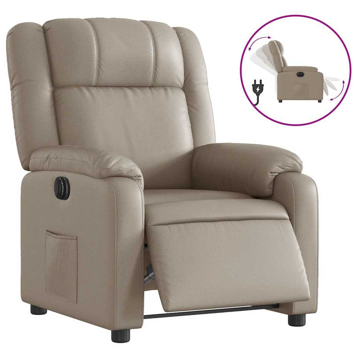 Fotoliu rabatabil electric, cappuccino, piele ecologică WALTI