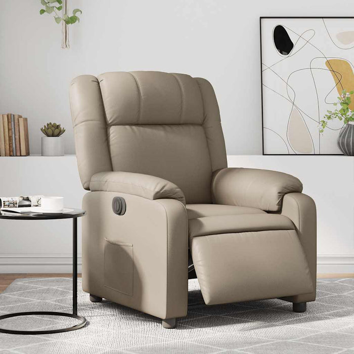 Fotoliu rabatabil electric, cappuccino, piele ecologică WALTI