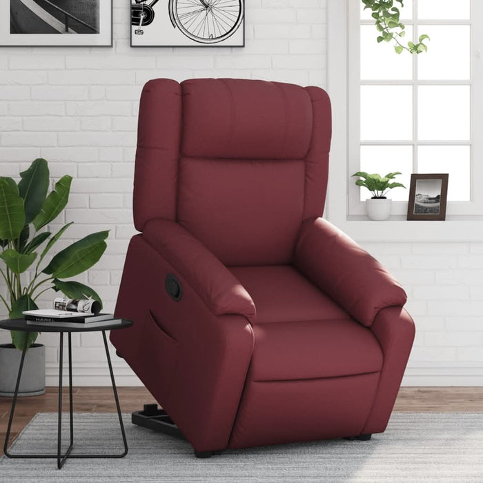 Fotoliu rabatabil cu ridicare, roșu vin, piele ecologică - WALTI WALTI