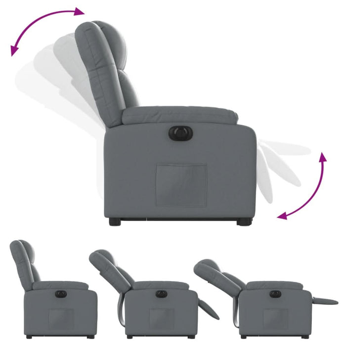 Fotoliu rabatabil electric cu ridicare, gri, piele ecologică - WALTI WALTI