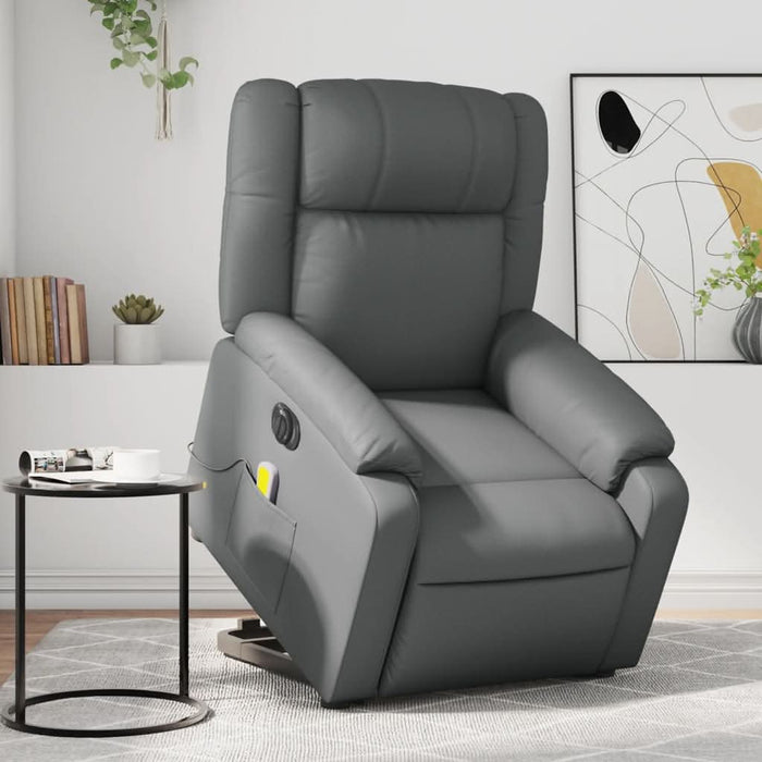 Fotoliu rabatabil electric cu ridicare, gri, piele ecologică - WALTI WALTI