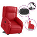 Fotoliu rabatabil electric cu ridicare, roșu, piele ecologică - WALTI WALTI