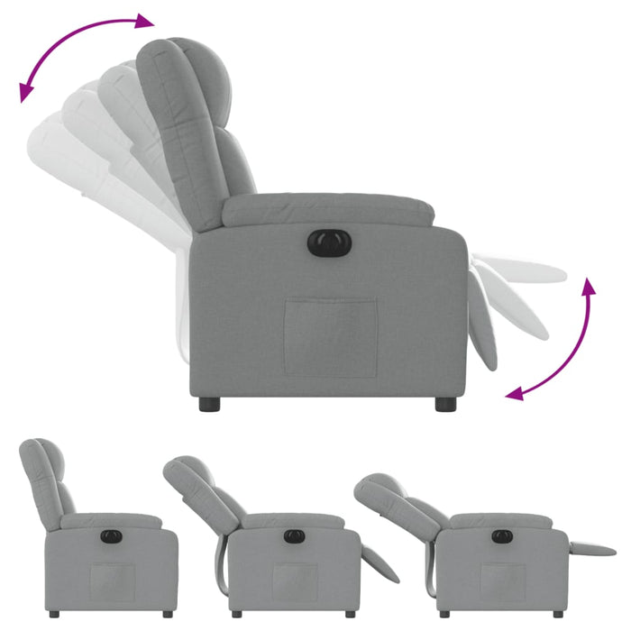 Fotoliu rabatabil electric, gri deschis, textil - WALTI WALTI