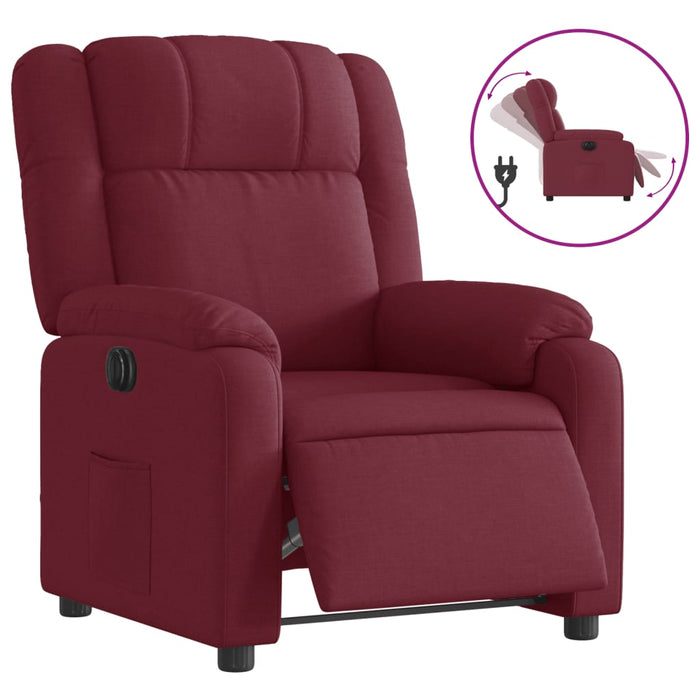 Fotoliu rabatabil electric, roșu vin, material textil - WALTI WALTI