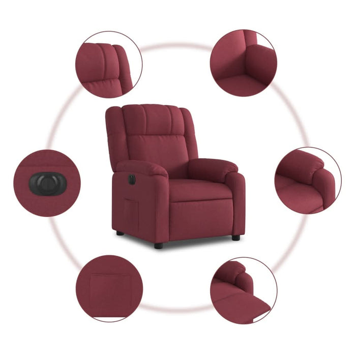Fotoliu rabatabil electric, roșu vin, material textil - WALTI WALTI