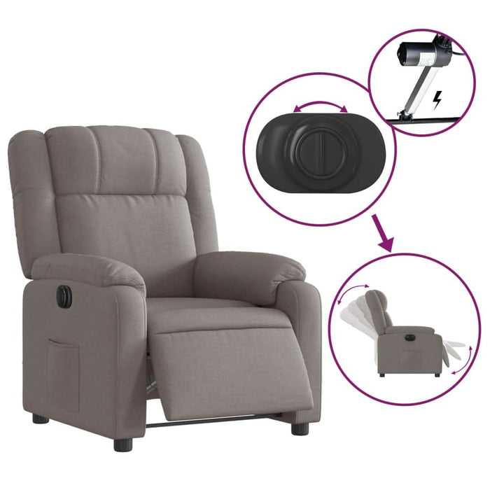 Fotoliu rabatabil electric, gri taupe, material textil - WALTI WALTI