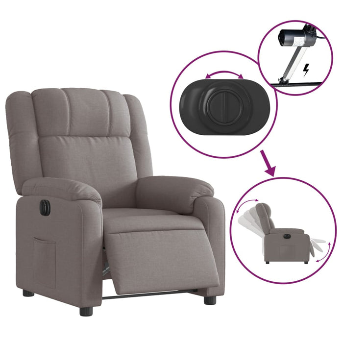 Fotoliu rabatabil electric, gri taupe, material textil - WALTI WALTI