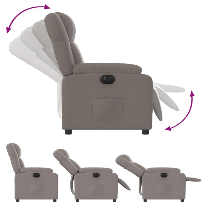 Fotoliu rabatabil electric, gri taupe, material textil - WALTI WALTI