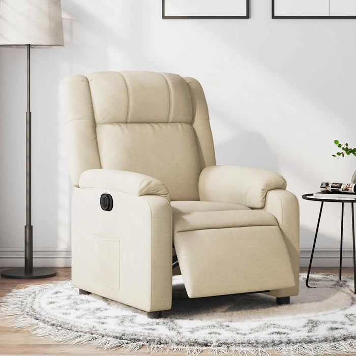Fotoliu rabatabil electric, crem, material textil - WALTI WALTI