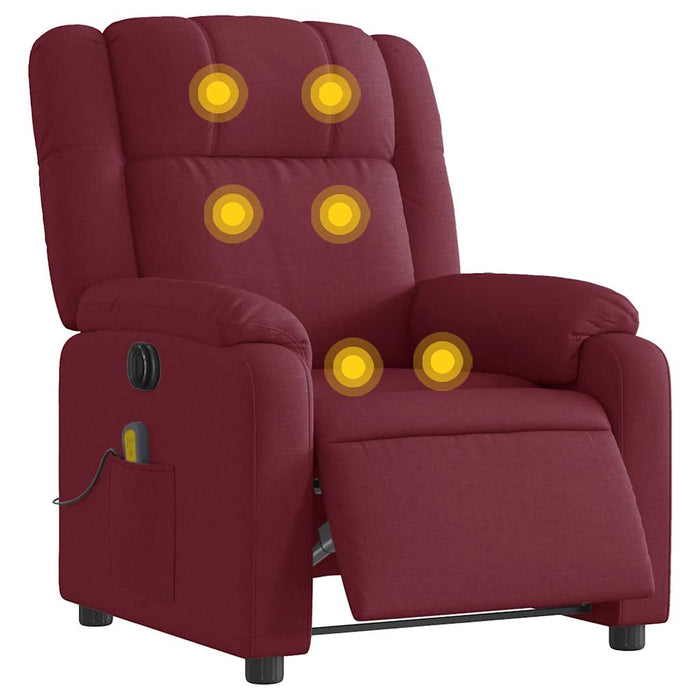 Fotoliu electric de masaj rabatabil, roșu vin, textil - WALTI WALTI