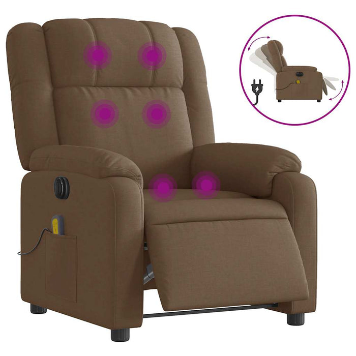 Fotoliu electric de masaj rabatabil, maro, textil - WALTI WALTI