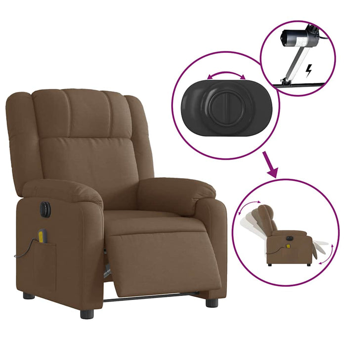 Fotoliu electric de masaj rabatabil, maro, textil - WALTI WALTI