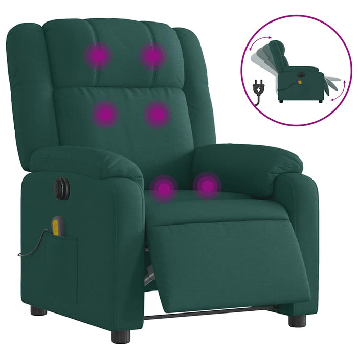 Fotoliu electric de masaj rabatabil, verde închis, textil WALTI