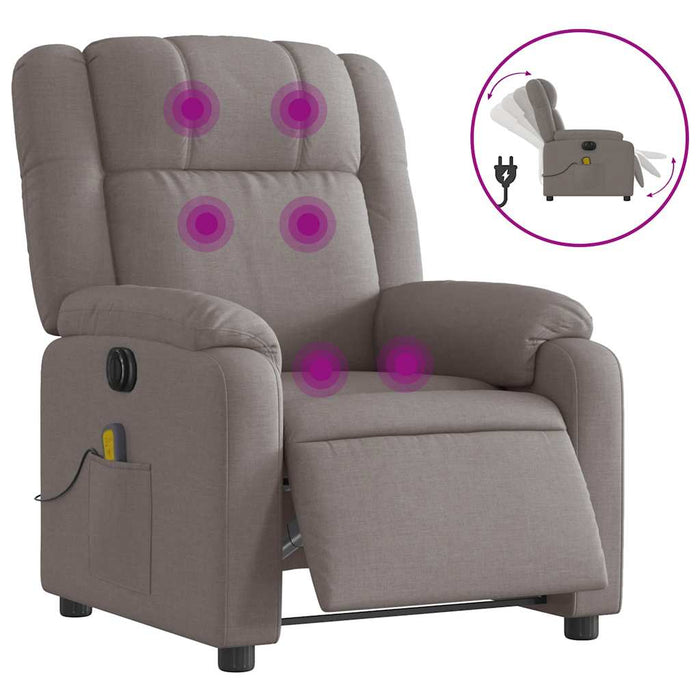 Fotoliu electric de masaj rabatabil, gri taupe, textil - WALTI WALTI