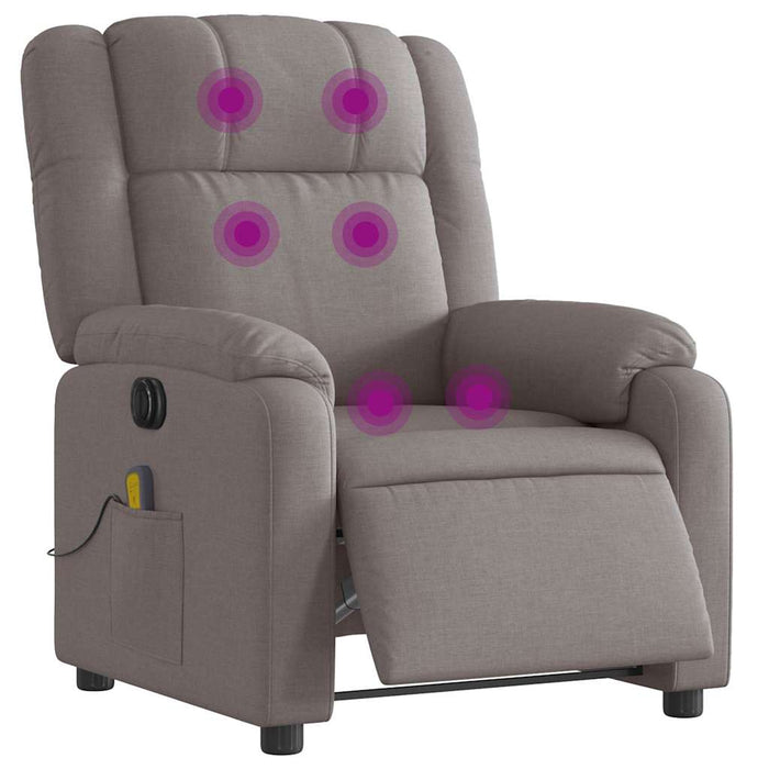 Fotoliu electric de masaj rabatabil, gri taupe, textil - WALTI WALTI