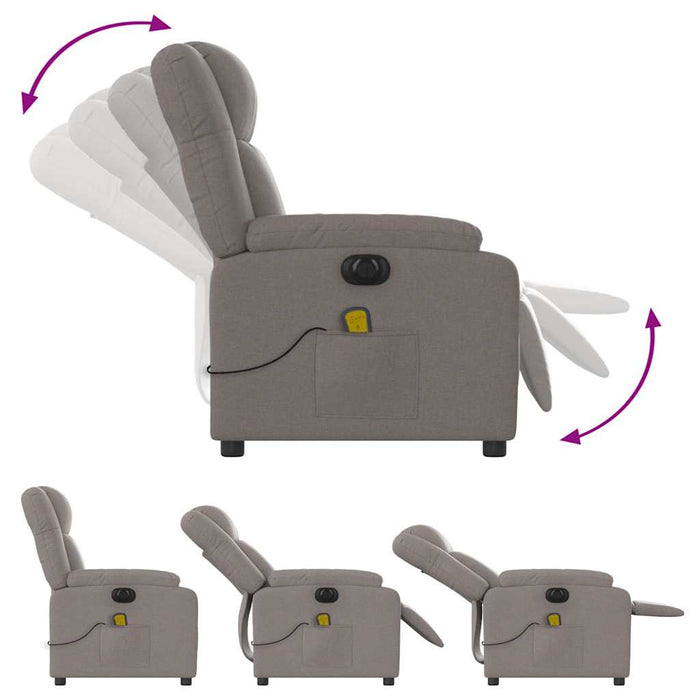 Fotoliu electric de masaj rabatabil, gri taupe, textil - WALTI WALTI