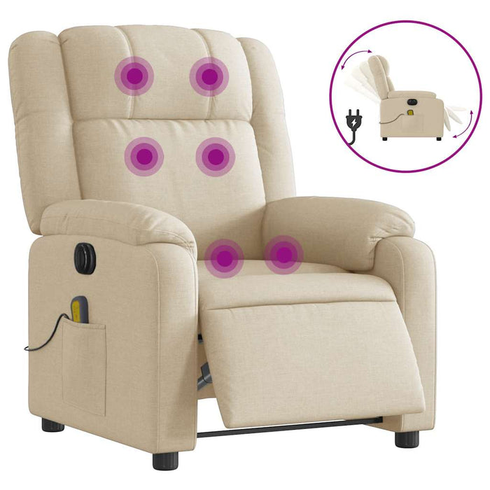 Fotoliu electric de masaj rabatabil, crem, textil - WALTI WALTI