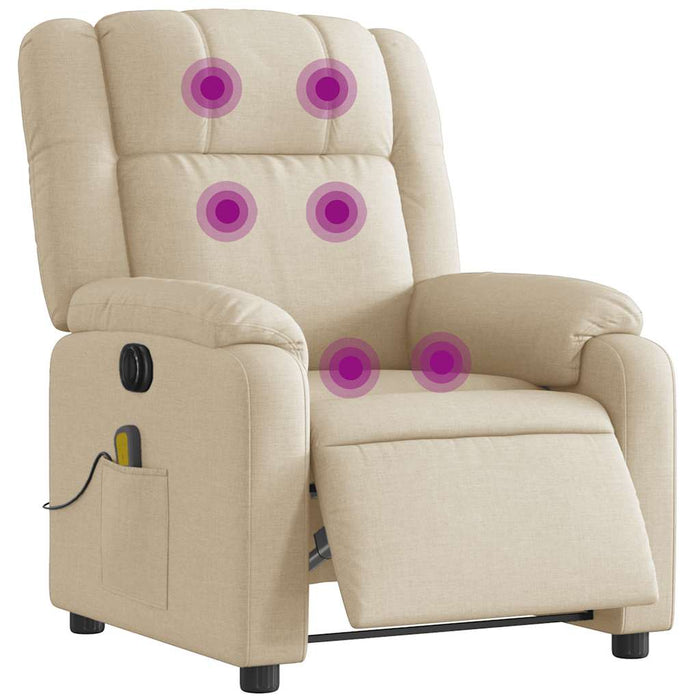 Fotoliu electric de masaj rabatabil, crem, textil - WALTI WALTI