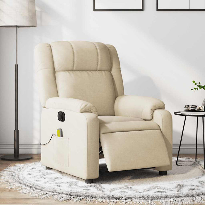 Fotoliu electric de masaj rabatabil, crem, textil - WALTI WALTI