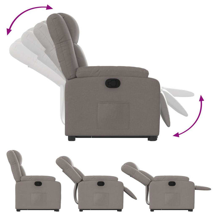 Fotoliu rabatabil cu ridicare pe verticală, gri taupe, textil - WALTI WALTI