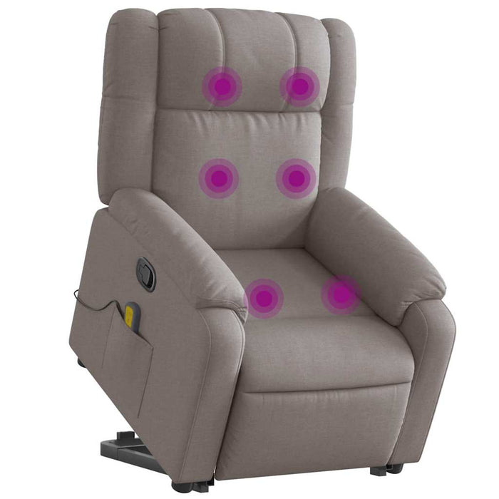 Fotoliu rabatabil de masaj cu ridicare, gri taupe, textil WALTI