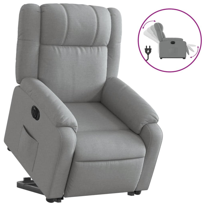 Fotoliu electric rabatabil cu ridicare, gri deschis, textil - WALTI WALTI