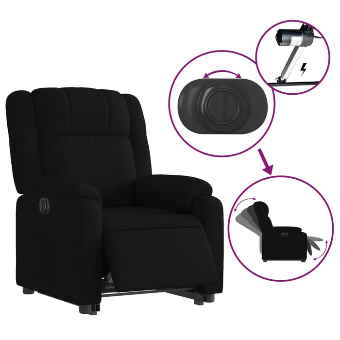 Fotoliu electric rabatabil cu ridicare, negru, textil - WALTI WALTI