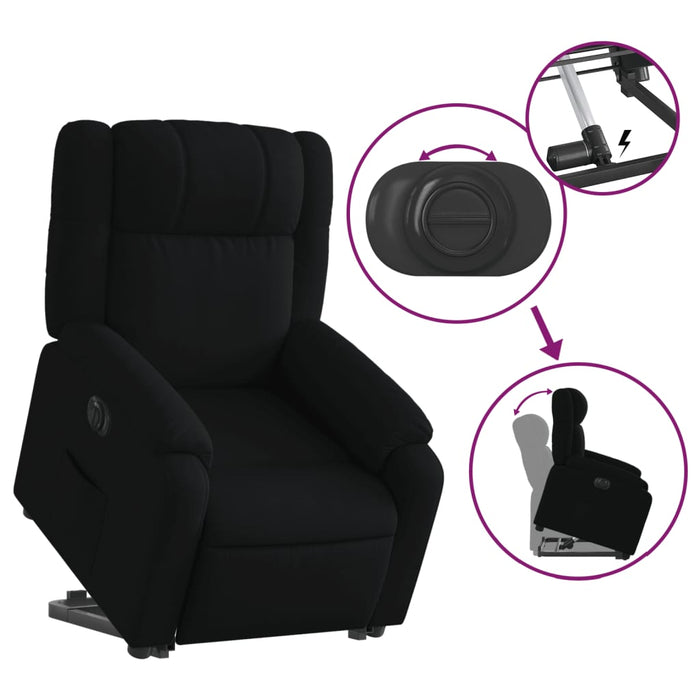 Fotoliu electric rabatabil cu ridicare, negru, textil - WALTI WALTI