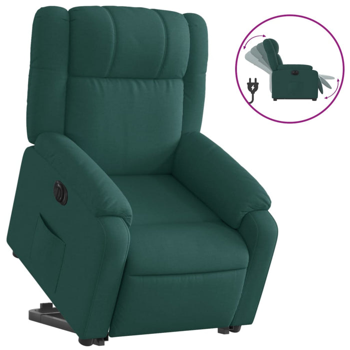 Fotoliu electric rabatabil cu ridicare, verde închis, textil - WALTI WALTI