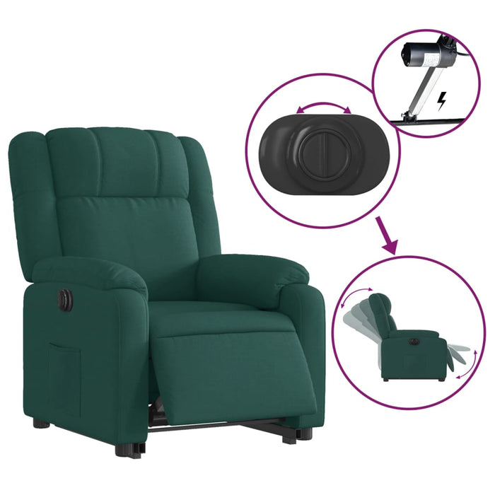 Fotoliu electric rabatabil cu ridicare, verde închis, textil - WALTI WALTI