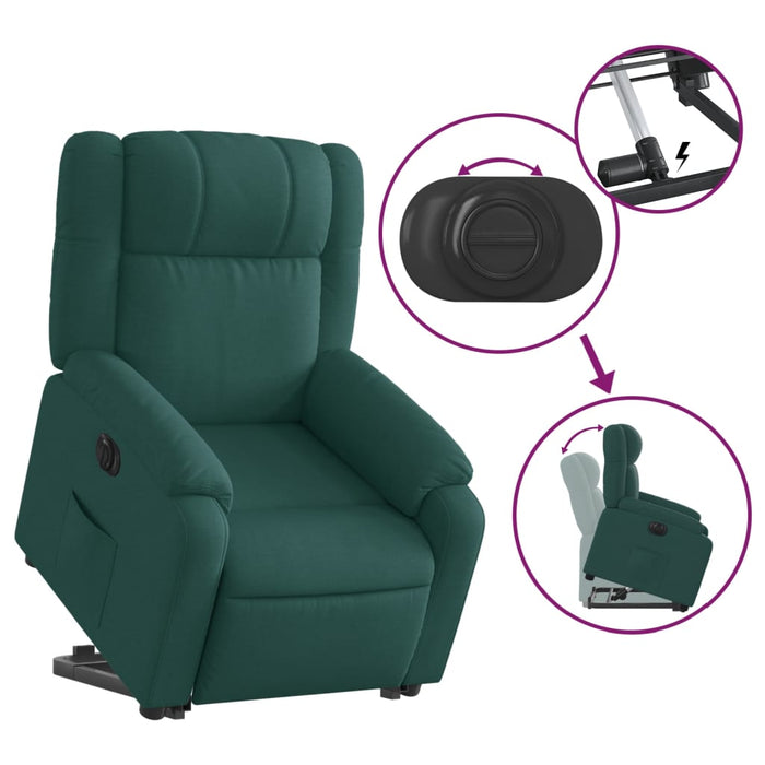 Fotoliu electric rabatabil cu ridicare, verde închis, textil - WALTI WALTI