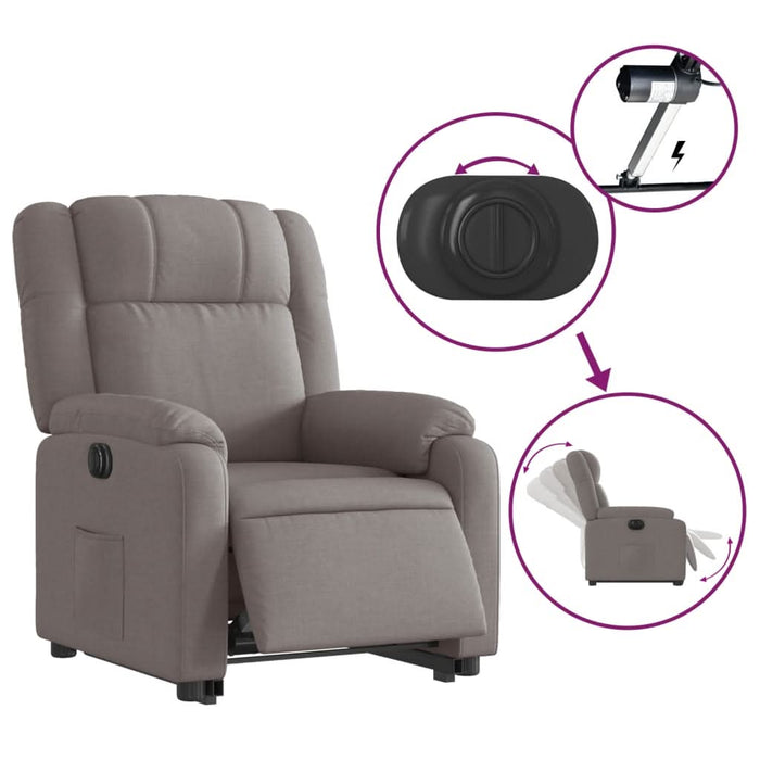Fotoliu electric rabatabil cu ridicare, gri taupe, textil - WALTI WALTI