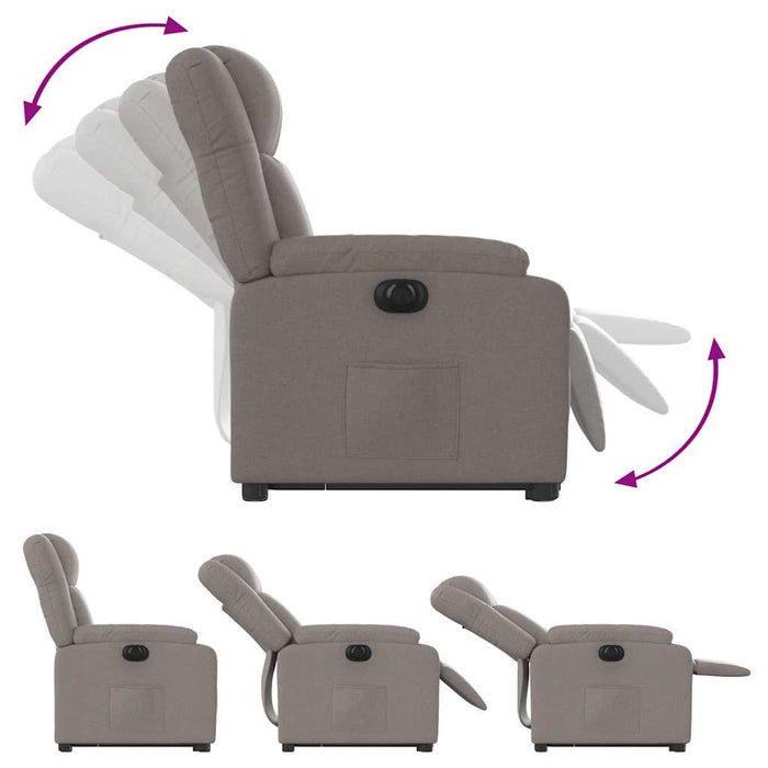 Fotoliu electric rabatabil cu ridicare, gri taupe, textil WALTI