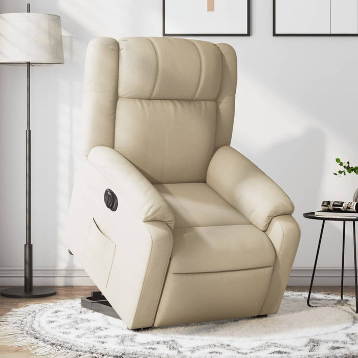 Fotoliu electric rabatabil cu ridicare, crem, textil - WALTI WALTI