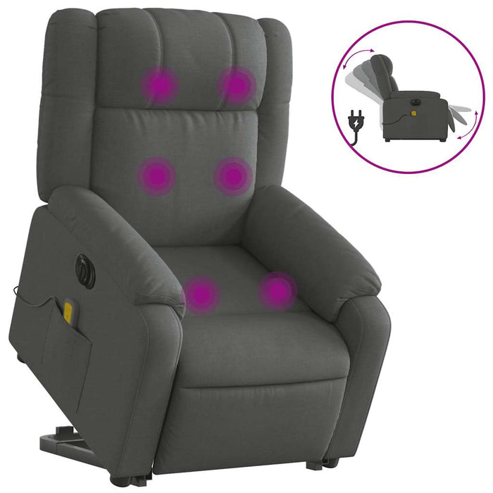 Fotoliu electric masaj rabatabil cu ridicare, gri închis textil - WALTI WALTI