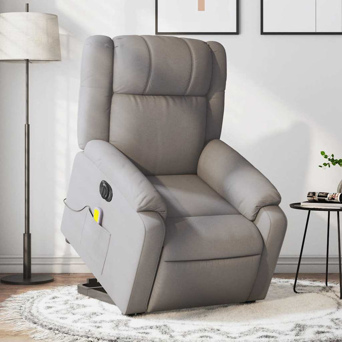Fotoliu electric masaj rabatabil cu ridicare, gri taupe, textil - WALTI WALTI