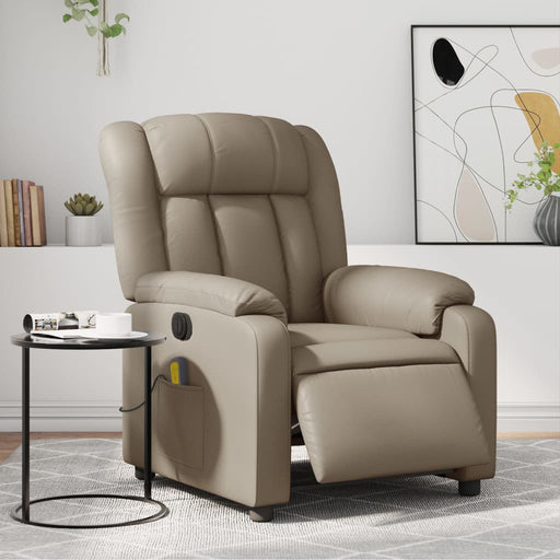 Fotoliu electric masaj rabatabil, cappuccino, piele ecologică - WALTI WALTI