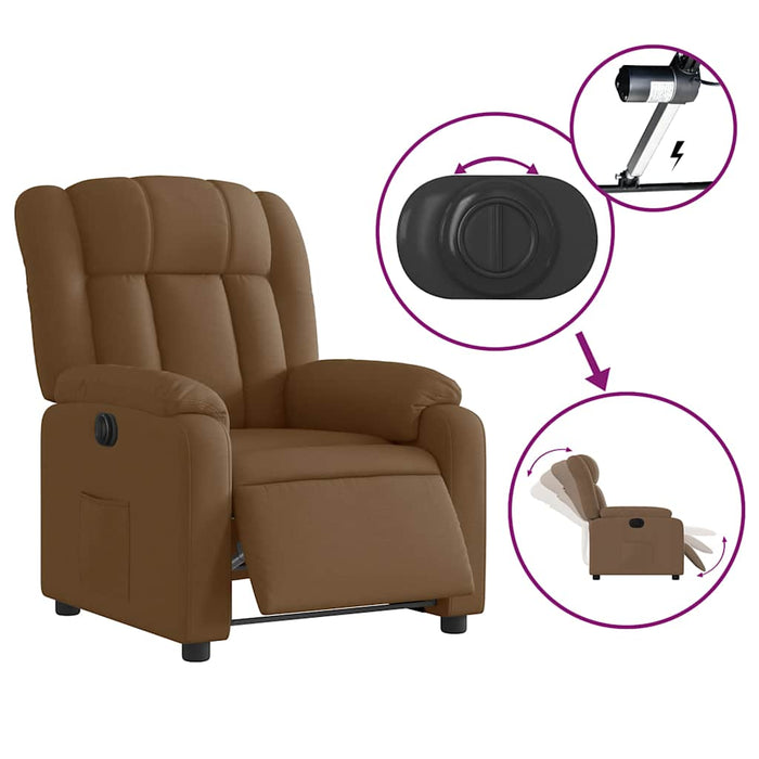 Fotoliu rabatabil electric, maro, material textil WALTI