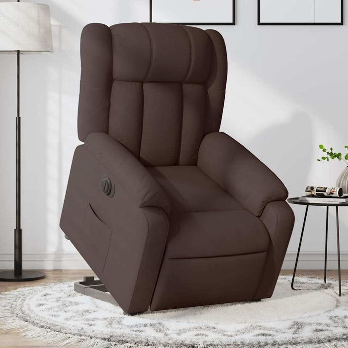 Fotoliu electric rabatabil cu ridicare, maro închis, textil - WALTI WALTI