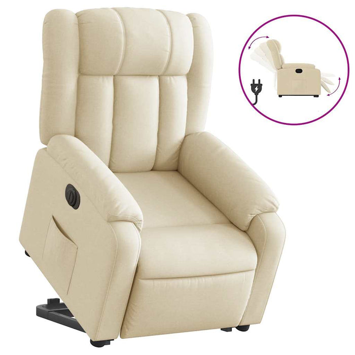 Fotoliu electric rabatabil cu ridicare, crem, textil - WALTI WALTI