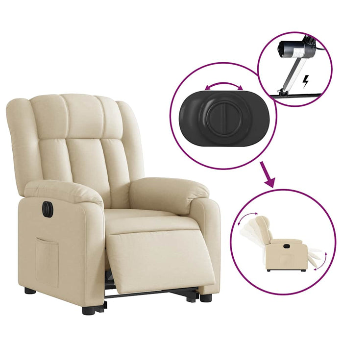 Fotoliu electric rabatabil cu ridicare, crem, textil - WALTI WALTI