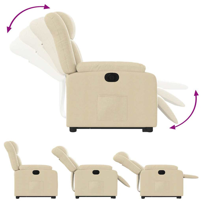 Fotoliu electric rabatabil cu ridicare, crem, textil - WALTI WALTI