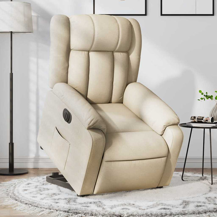 Fotoliu electric rabatabil cu ridicare, crem, textil - WALTI WALTI