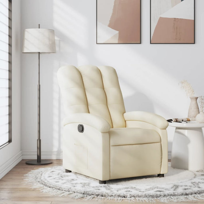 Fotoliu rabatabil, material textil crem WALTI