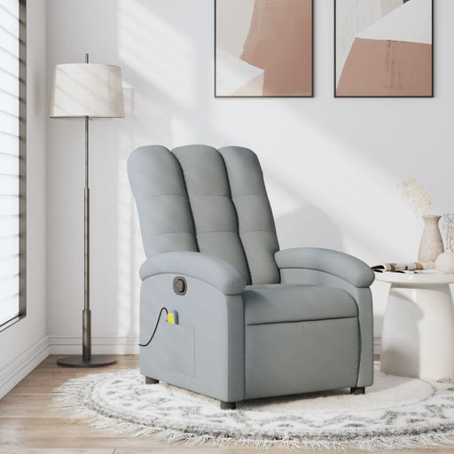Fotoliu reclinabil cu masaj, gri deschis, material textil - WALTI WALTI