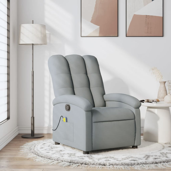 Fotoliu reclinabil cu masaj, gri deschis, material textil - WALTI WALTI