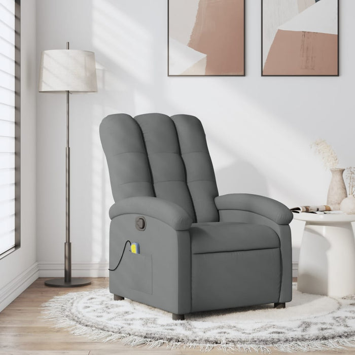 Fotoliu reclinabil cu masaj, gri închis, material textil WALTI